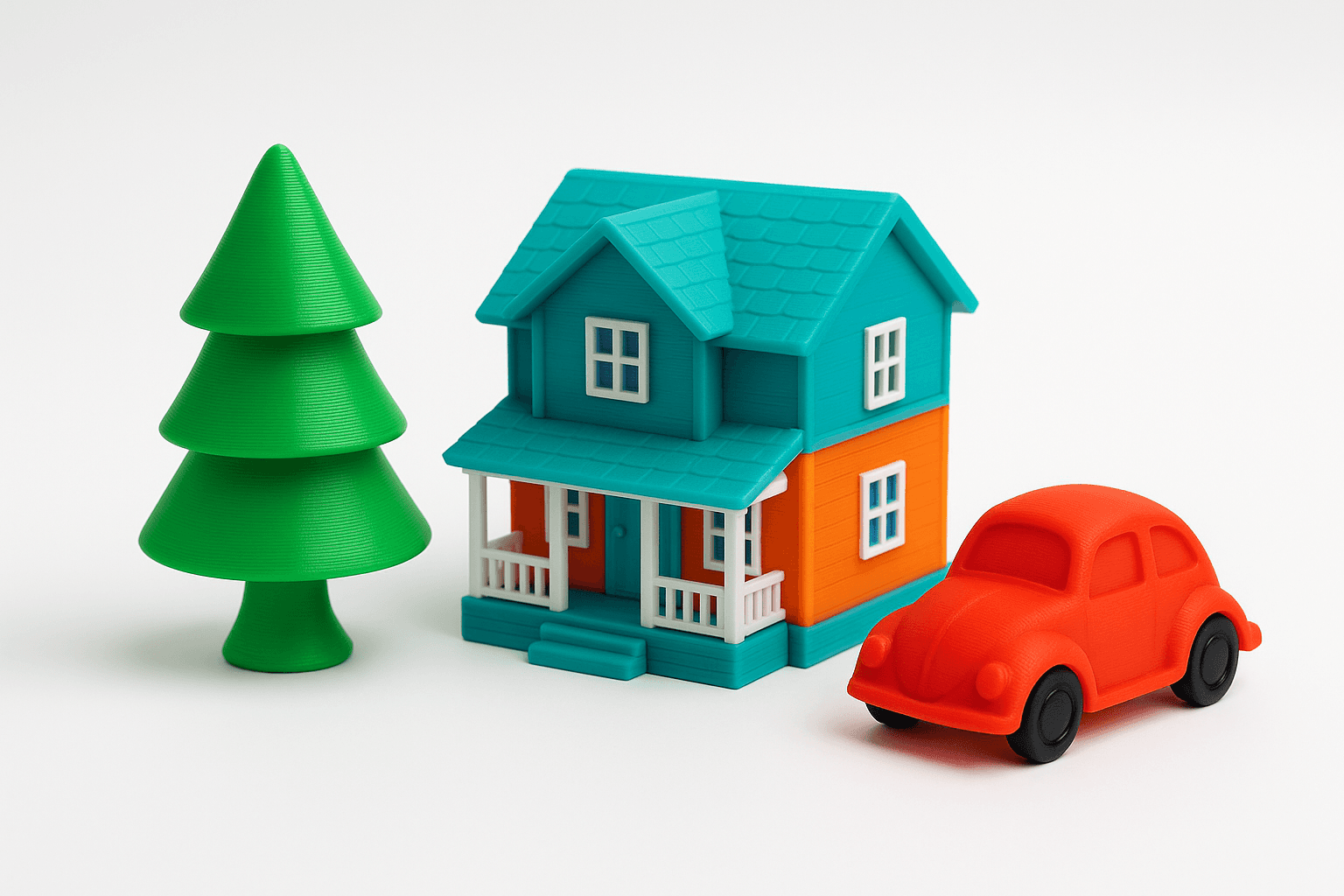 Small toys: tree, house, car