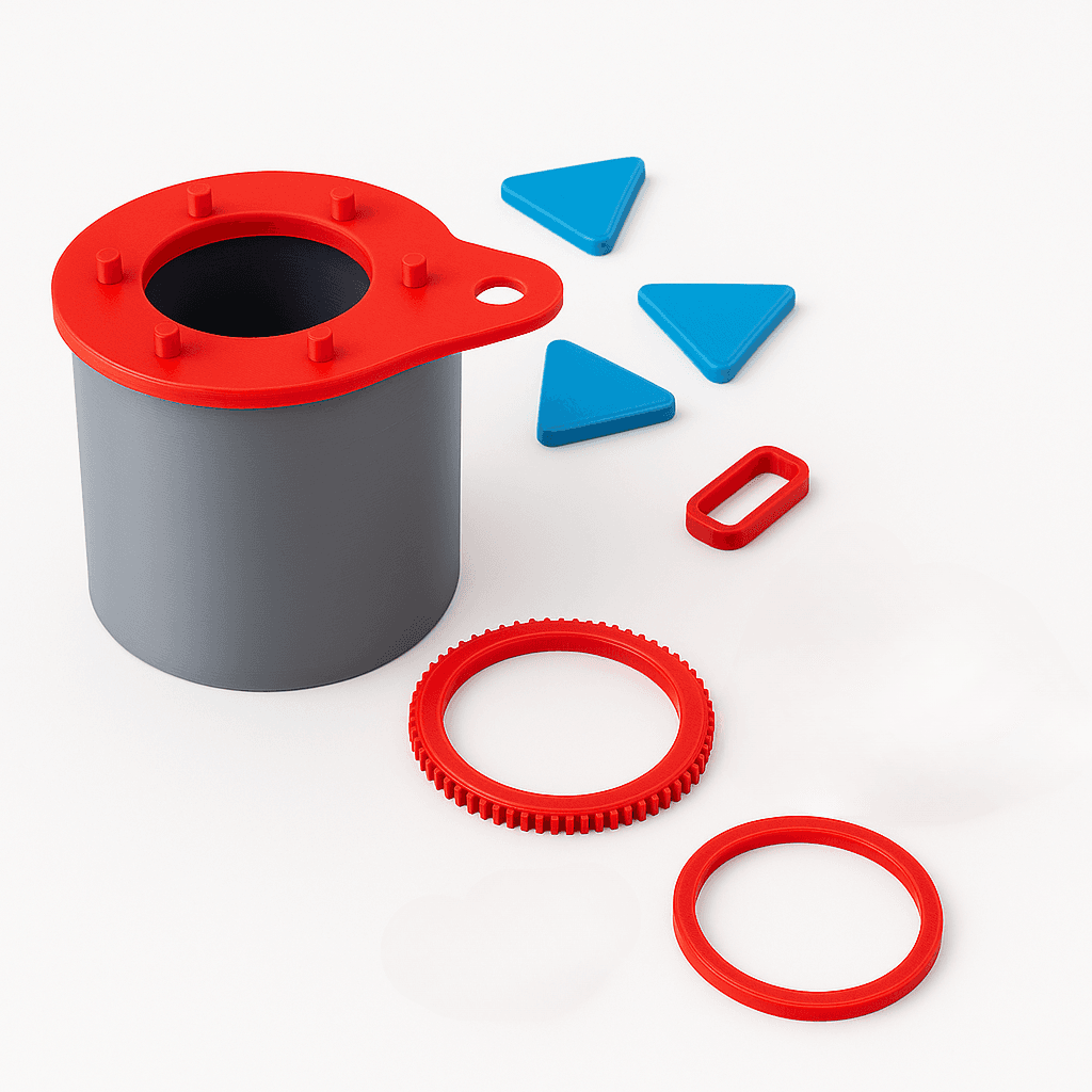 3D-printed bin body & lid (STL files)