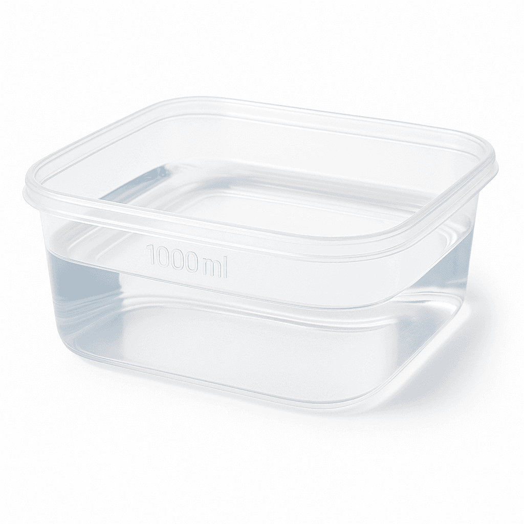 Large clear square plastic container
