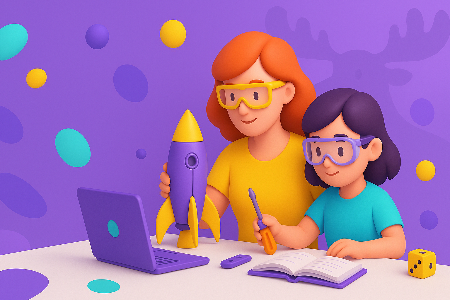Parent and child working together on a maker project